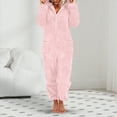 thumbnail image 2 of Towmus Womens Sherpa Jumpsuit Fuzzy Pajamas Long Sleeve Adult Onesie Pajamas for Women Zipper Hooded Plush Sleepwear Loungewear with Pockets, 2 of 8