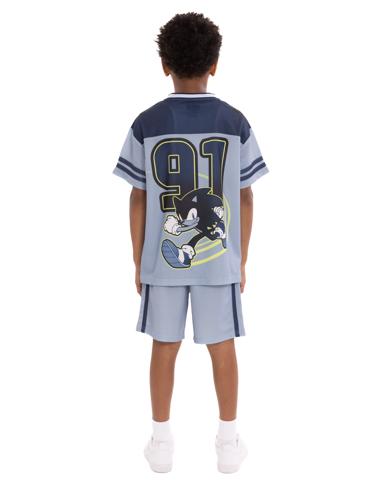 Sonic the Hedgehog Boys V Neck Football Jersey and Shorts Set, 2 Piece, Sizes 4-16