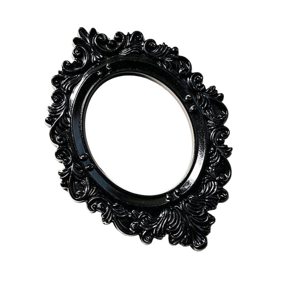 Halloween Photography Black Mini Photo Frame 4.7x4.7in Resin Relief Display Prop for Tabletop Shelf, Shatterproof Lightweight Spooky Scene Decor