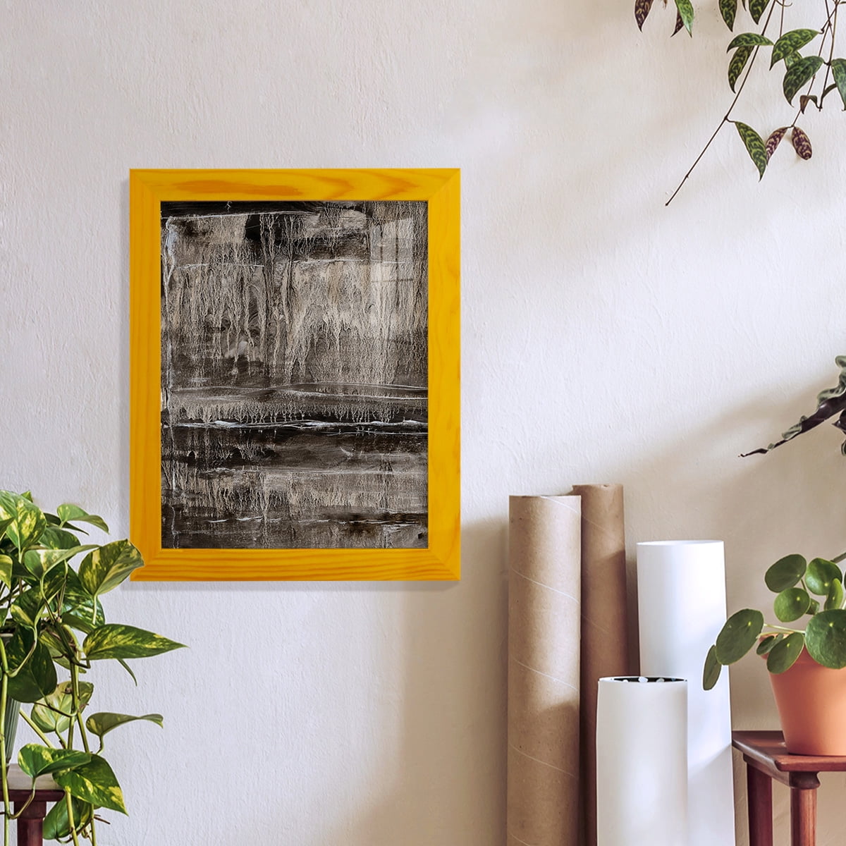 Continuum III -Framed Print w/glass-Sunflower Yellow