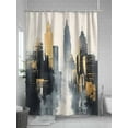 thumbnail image 5 of Fsddascl Abstract City Shower Curtain Set - 66" x 72" Washable Bathtub Curtain with 12 Hooks, Retro Chic Abstract Building Oil Painting Waterproof Fabric Stall Shower Curtains for Bathroom/Bathtub, 5 of 6