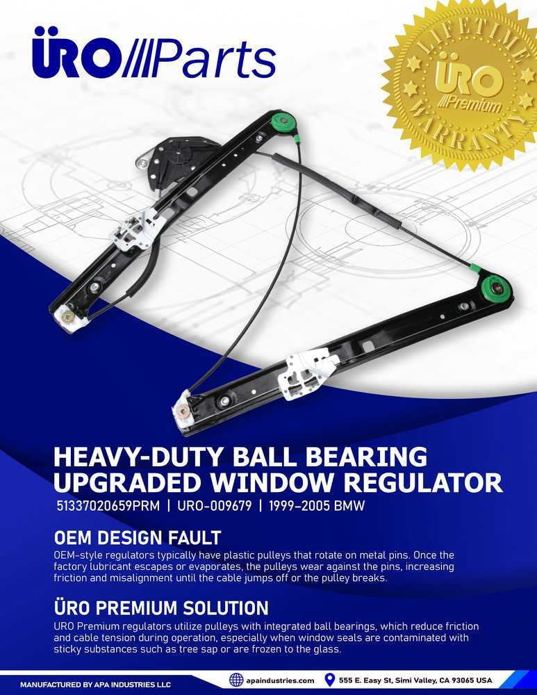 URO Parts 51337020659PRM Heavy Duty Design, Ball Bearing Pivot, Improved Pulley