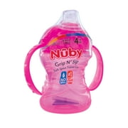 Nuby No-Spill Grip N Sip Pink Soft Spout Sippy Cup, 8 fl oz