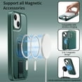 thumbnail image 6 of for iPhone 14 Wallet Case with Card Holder & Detachable Magnetic Case, PU Leather All-Round Protective Cover with RFID Blocking, Stand, Wristband, Support Wireless Charging, Green, 6 of 14