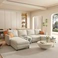 thumbnail image 6 of Tabaray Sectional Couches for Living Room, Reversible Modular Sectional Sofa L-Shape Couch with Storage, U-Shape Sofa Bed, 123.6'' Sectional Sofa with Storage Ottoman, Beige, 6 of 8