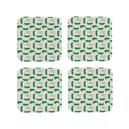 

Tideii Cartoon Crocodile for Leather Coasters 4 Pieces Anti-fouling and Anti-scalding Decorative Coasters Suitable for Restaurants Kitchens Coffee Shops-Square