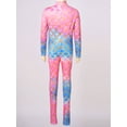 thumbnail image 5 of CHICTRY Kids Girls Mermaid Cosplay Jumpsuit Halloween Costume Fish Scales Print Long Sleeve Dance Gymnastics Unitard Type D 5-6, 5 of 7