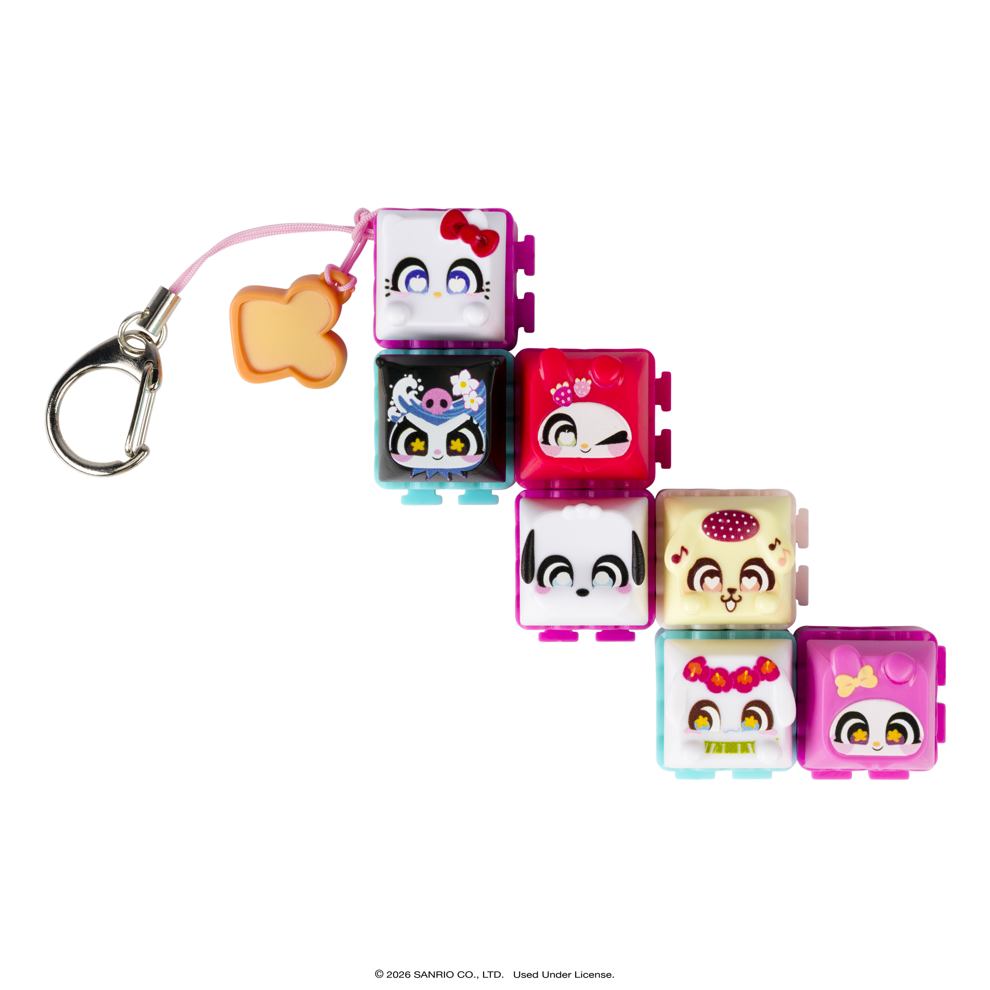 Clickeez Series 1 Hello Kitty & Friends 7-Pack, 7 Collectible Character Keyboard Keys Click and Clack, Create Your Own Keychain, Ages 6+