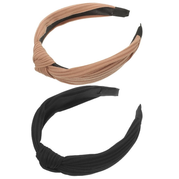 ELAYARD 2-Pack Girls Black Knotted Headbands, Cloth Hair Accessories for Fashion Events and Styling