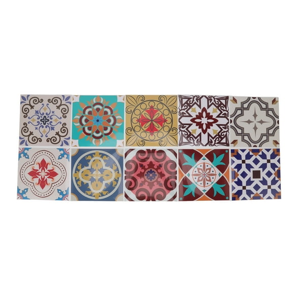ZOUSSIQI 10Pcs Tile Sticker 5.9x5.9in Waterproof Anti Oil Moroccan Style Thick PVC Peel and Stick Tile for Wall Stairs Kitchen JU316-95304