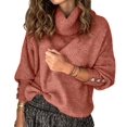 thumbnail image 3 of Women'S Oversized Chunky Pullover Sweaters Cowl Neck Long Sleeve Winter Slouchy Loose Knit Sweaters Brick Red 5XL, 3 of 8