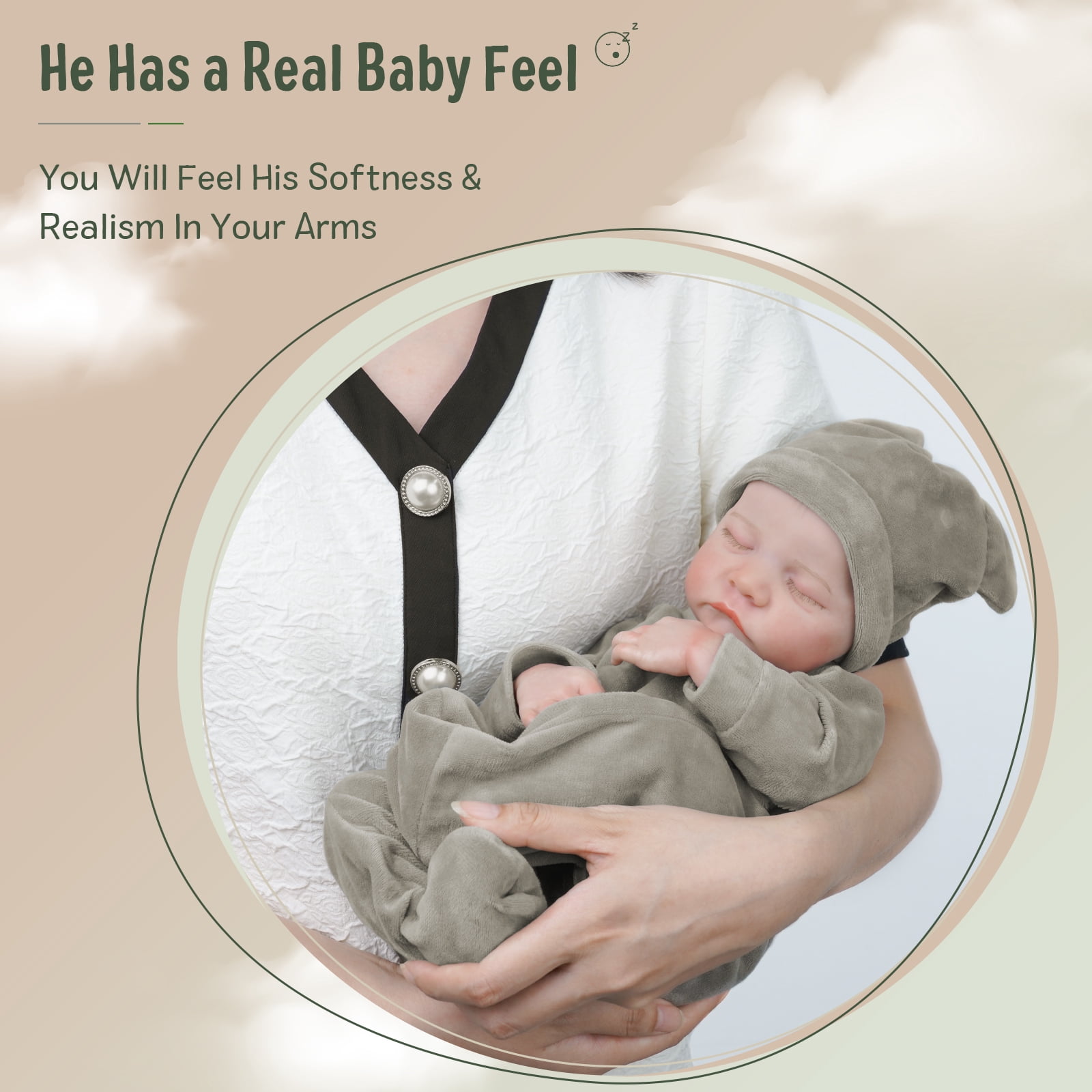 RSG Lifelike Reborn Baby Dolls - 17-Inch Soft Cloth Body Newborn Real Life Baby Dolls with Toy Accessories for Kids Age 3 +