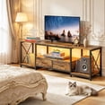 thumbnail image 3 of HIGDBFE TV Stand for TVs up to 65" with 2 Fabric Drawers, Industrial Entertainment Center with Open Shelves and Led Lights for Living Room Bedroom, Rustic Brown, 3 of 10