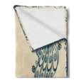 thumbnail image 2 of Peacock Soft Flannel Fleece Throw Blanket, Retro Style Vintage Artwork Animal Ornamental Lines Classic Print, Cozy Plush for Indoor and Outdoor Use, 50" x 60", Beige Teal, by Ambesonne, 2 of 5