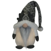 Northlight Lighted Gnome with Antlers Christmas Figure - 9" - Gray and White