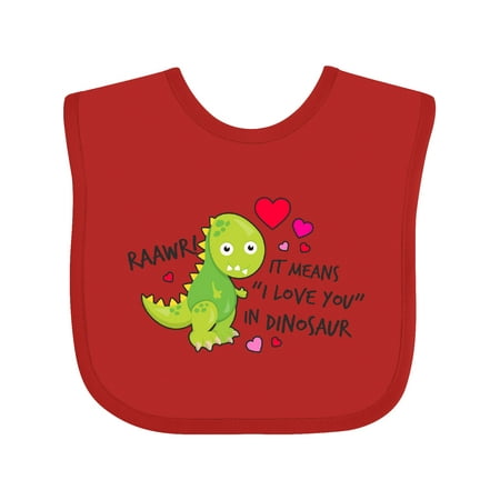 

Inktastic I Love You in Dinosaur! RAAWR with Hearts Gift Baby Boy or Baby Girl Bib