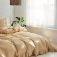 thumbnail image 6 of 100% Linen Duvet Cover Set, 3 PCS Natural French Flax Sand Ruffle Duvet Cover Full Size, Breathable Comfy Linen Bedding Comforter Cover with 2 Pillowcases (Sand, 78" X 86"), 6 of 9