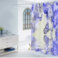 thumbnail image 2 of Butterfly Shower Curtain Blue Butterfly Water Reflection Bathroom Printing Shower Curtain,Machine Washable Fabric Home Bathroom Privacy Decor Set with Hooks,72x72inch, 2 of 5