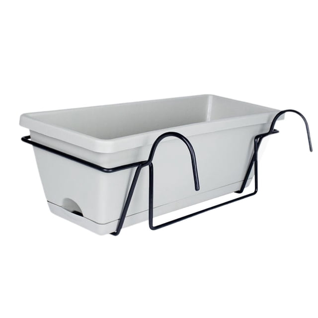 GROWTH TANK Planteur de Balcon avec Plateau et Rack Multifonctions Installer Facilement Pot de Fleurs Gris Clair