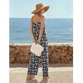 thumbnail image 3 of Ekouaer Wide Leg Jumpsuits for Women Casual Overalls Sleeveless Vacation Outfits One Piece Boho Printed Romper with Pocket, 3 of 6