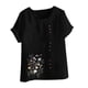 thumbnail image 2 of Vestidos Casuales Para Mujer, Blusas De Mujer De Moda Blusa informal de lino con cuello redondo, manga corta y botones para mujer, 2 of 2