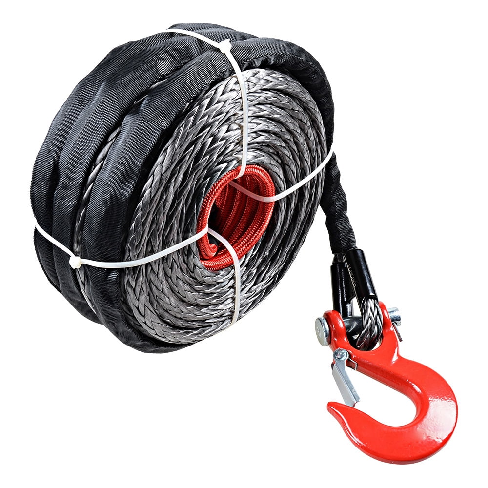 Astra Depot 50ft x 1/4 Synthetic Winch Rope Winch Line Cable w/ 40 Protective Sleeve for ATV UTV SUV Truck Boat Ramsey 
