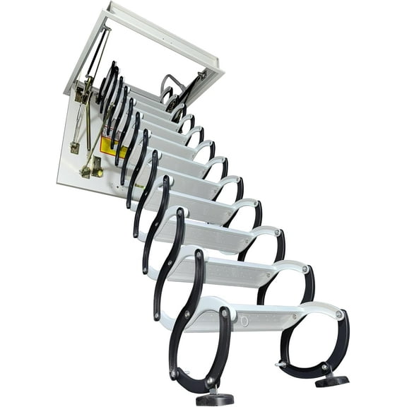 Attic Stairs Ladder White Opening Size 32x 32inch 12 Steps Maximum Height 9.8ft