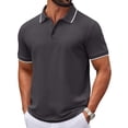 thumbnail image 3 of COOFANDY White Polo Shirts for Men Short Sleeve Polo Tshirt Casual Button Down Golf Shirt, 3 of 6