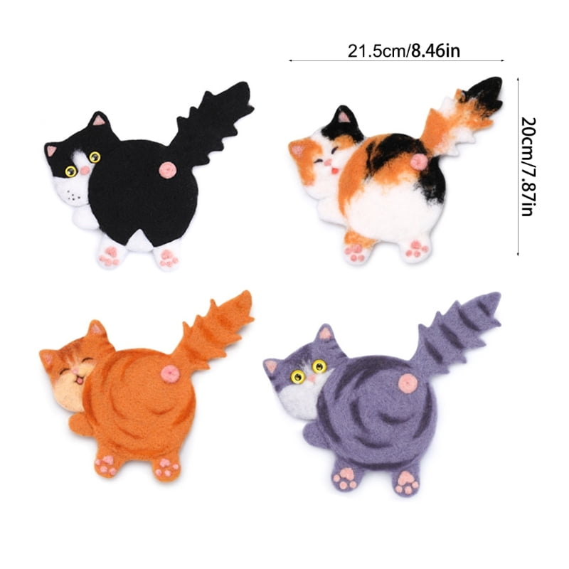 Zecic Lovely Cats Coasters Needle Felting Starter Kits Handmade Needle Felting Kits Wool Needle Felting Tool Kits for Woman