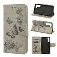 thumbnail image 1 of Feishell Wallet Case for Samsung Galaxy S22+ 5G,Retro PU Leather Butterfly Embossed Pattern Full Protection Anti-Scratch Magnetic Clasp Flip Holder Card Slots & Cash Pocket Phone Cover,Gray, 1 of 6