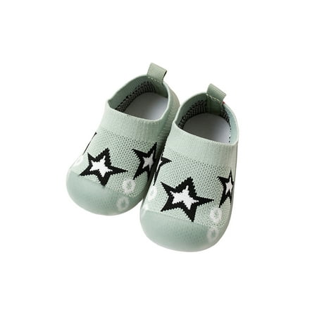 

UKAP Girls Boys Walking Shoe Knit Upper Floor Sock Shoes Slip On Flats Non-Slip Socks Toddler First Walker Casual Green 8.5C