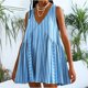 thumbnail image 4 of Vestido de Verano Casual, Vestido de Cuello en V sin Mangas Impreso Suelto Hecho de Poliéster Cómodo para el Uso Diario de Verano de Primavera, Vestido de Verano de Mujer, 4 of 5
