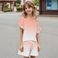thumbnail image 5 of Abcomgle Girls Short Sets Size 7-8 Girls Two Piece Outfits Floral Print Ruffle Sleeve Tshirts and Elastic Waist Shorts Cute Preppy Girls Summer Outfits 8-9 Years,Orange, 5 of 5