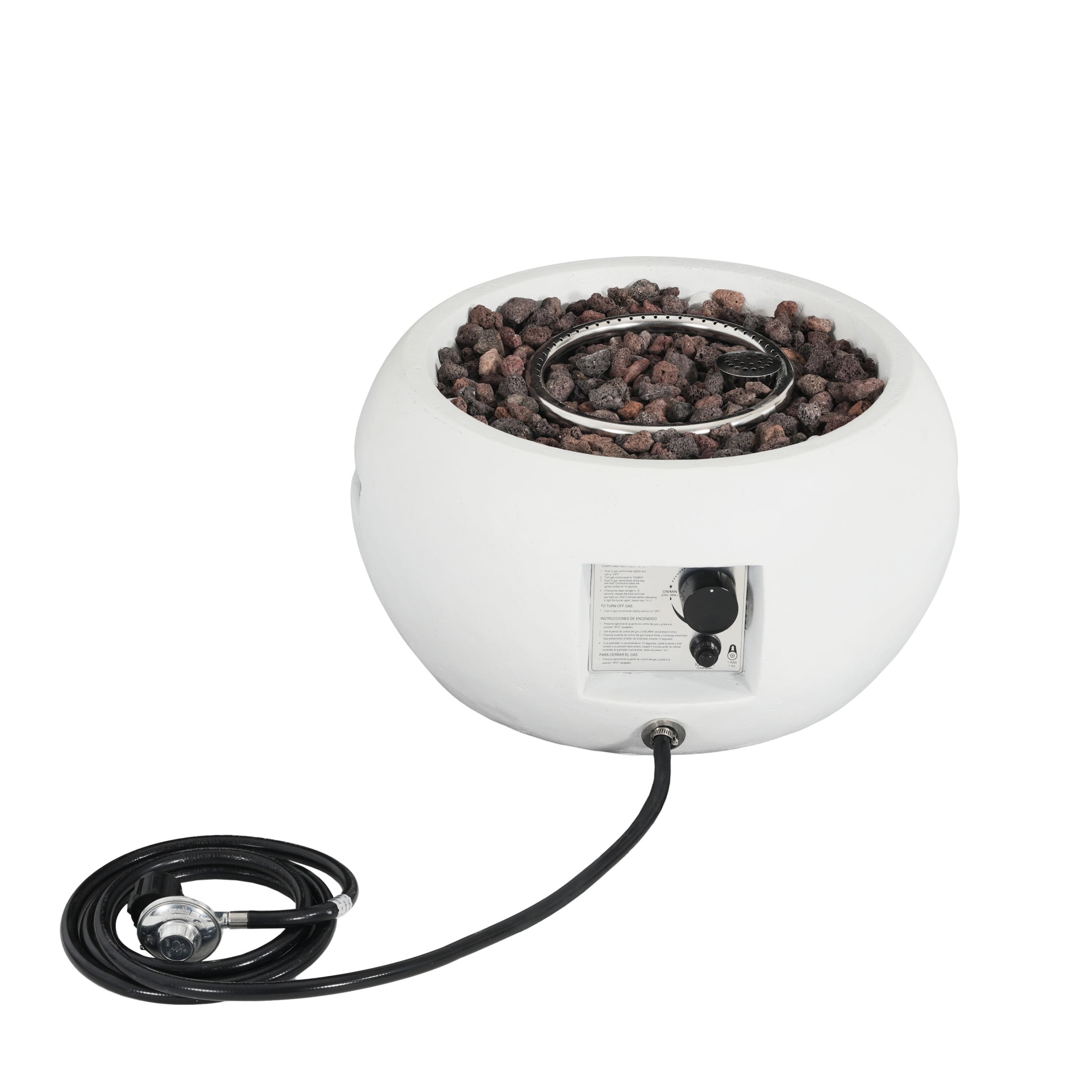 Christopher Knight Home 22" Patio MGO Propane Fire Pit, 40,000 BTU Round Heater with Waterproof Cover, White