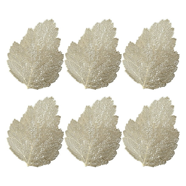 Bewildely Platos redondos hechos de PVC de calidad alimentaria, 6 piezas, para de comedor, alta protección, fácil de limpiar Mostrada oro