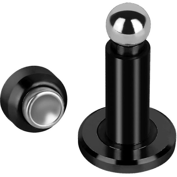 Tope de puerta magnético, tope de puerta magnético, soporte de puerta de acero inoxidable 304 con montaje en pared(negro)