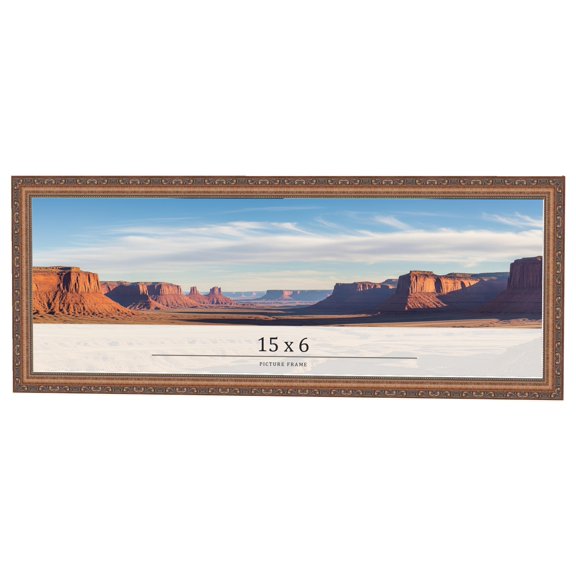 15x6 Frame Gold Solid Wood Picture Frame Width 1.25 Inches | Interior Frame Depth 0.375 Inches |