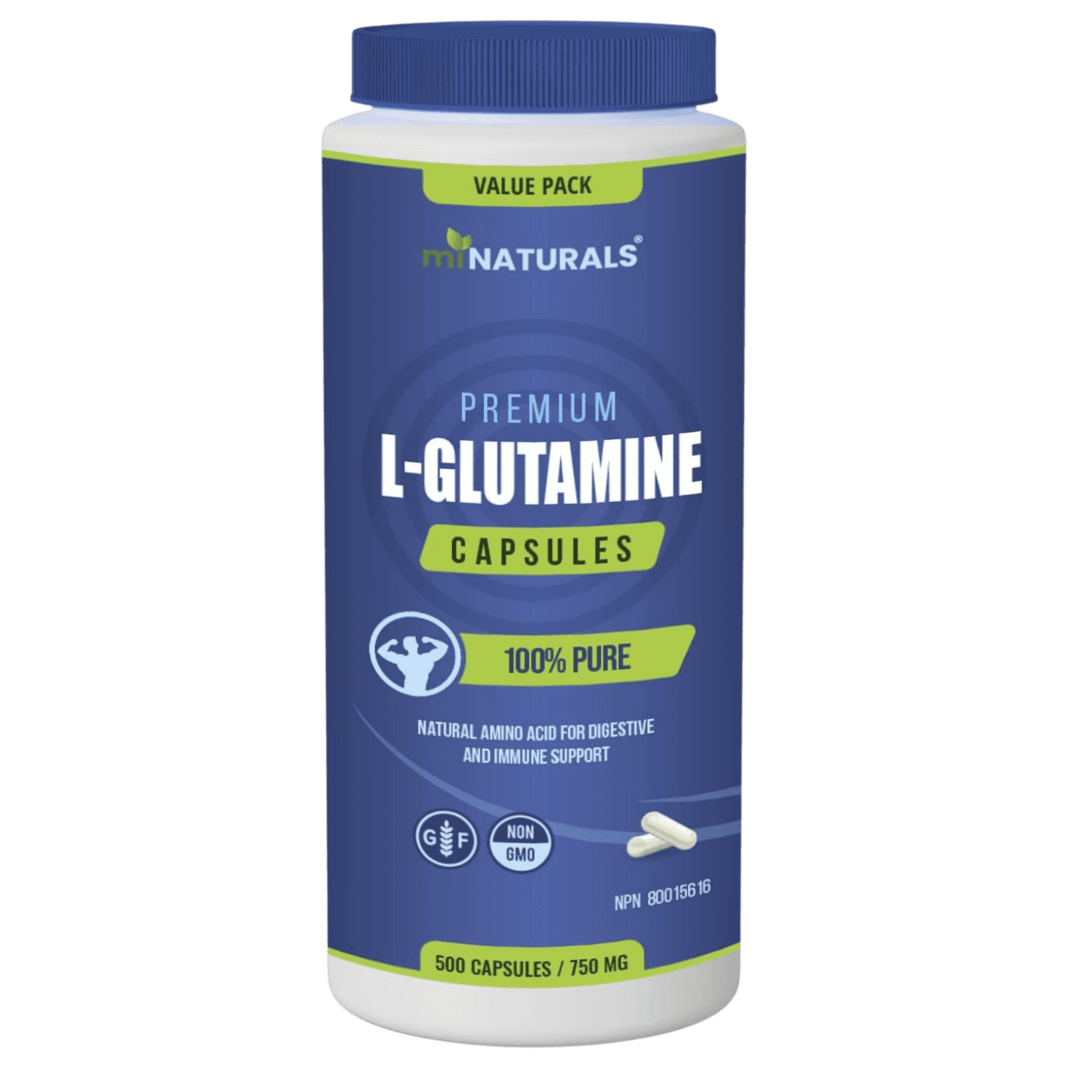 miNATURALS L-Glutamine Capsules - 500 Capsules - VALUE PACK