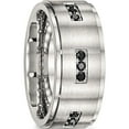 thumbnail image 4 of Stainless Steel Polished With Brushed Center Black Cz 9mm Ridged Edge Band (Size 8) Made In China sr584-8, 4 of 5