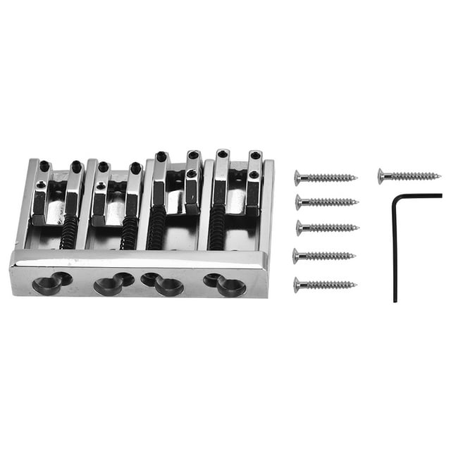 Silver Bass Accessory Electric 4 Bass Bridge, String Hardtail, For Mainstream Bass
