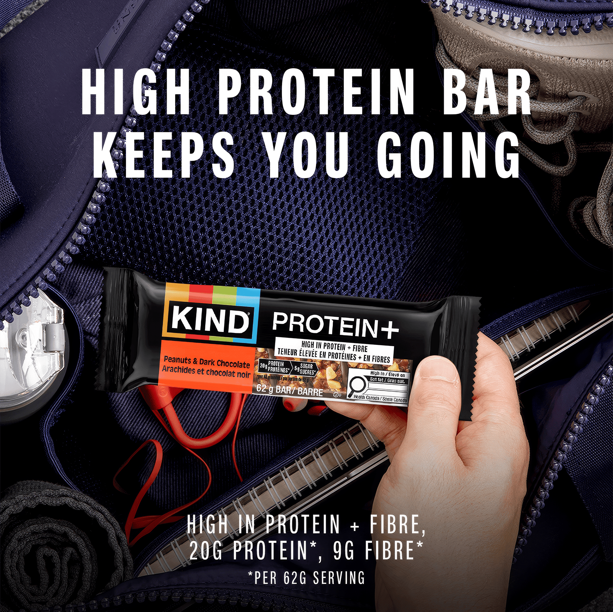 KIND PROTEIN+ Peanuts & Dark Chocolate, 62 g, 4 Bars
