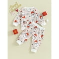 thumbnail image 4 of Suealasg Toddler Baby Girls Christmas Outfits Clothes 6M 1T 2T 3T Kids Girls Long Sleeve Santa Claus Print Sweatshirt Tops Pants Sets 2Piece Christmas Party Gift for Newborn Girls, 4 of 9