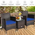 thumbnail image 4 of Costway Outdoor 3 PCS Rattan Wicker Furniture Sets Chairs Coffee Table Garden Navy, 4 of 12