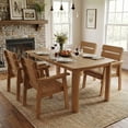 thumbnail image 3 of DEAUL 5-Piece Outdoor Dining Set, All-Weather HIPS Patio Table & 4 Chairs with Umbrella Hole, Outdoor Furniture for Garden Backyard Deck（Teak）, 3 of 10