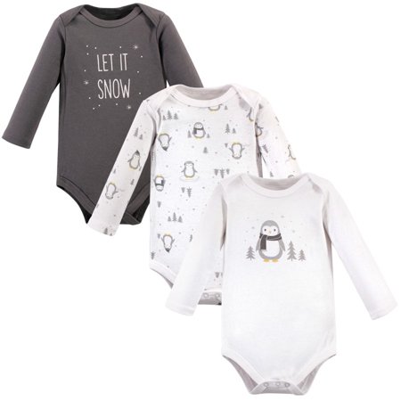 

Hudson Baby Unisex Baby Cotton Long-Sleeve Bodysuits Gray Penguin 9-12 Months