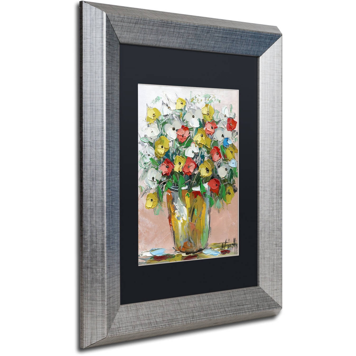 Trademark Fine Art "Spring Flowers in a Vase 6" Canvas Art by Hai Odelia, Black Matte, Silver Frame