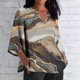 thumbnail image 1 of Xuyuer Women's 3/4 Length Sleeve Tops V Neck Casual Vacation Loose Fit S-5XL Ruffle Cuffs Shirts Dressy Flowy Tunic Tops Hawaiian Shirts Summer Floral Printed Shirt Casual Soft Tunic Tops, 1 of 5