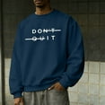 thumbnail image 2 of FRSASU Men's Crewneck Printed Sweatshirt Solid Color Pullover Casual Long Sleeve Shirt Navy, 2 of 6