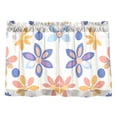 thumbnail image 7 of Yayeee Kitchen Curtains Tier Pair Light Filtering 27"x36" Rod Pocket Short Cafe Window Panel, Blue Retro Flower, 7 of 7