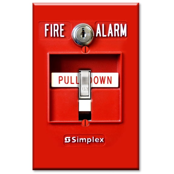 Art Plates 1-Gang Toggle OVERSIZED Switch Plate / OVER SIZE Wall Plate - Fire Alarm Pull print